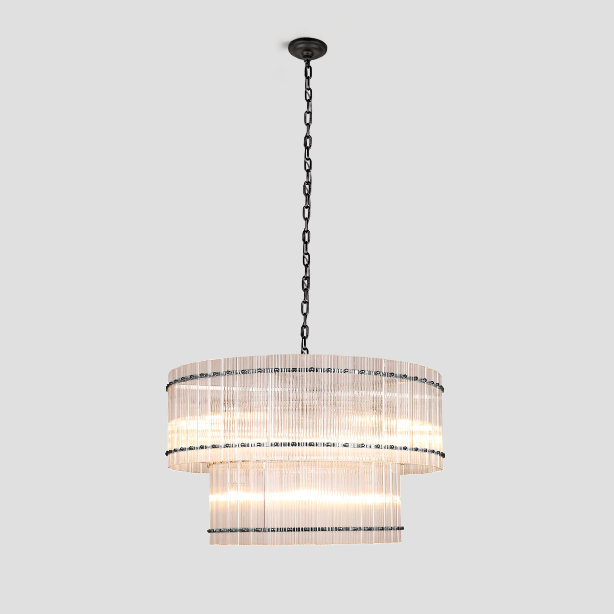 Mara Round Ribbed Glass Chandelier