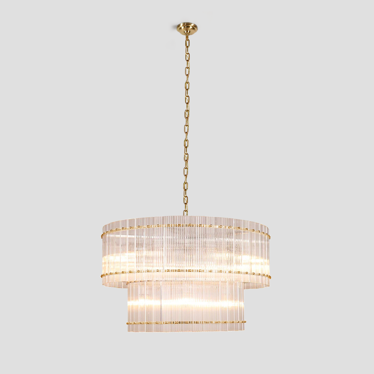 Mara Round Ribbed Glass Chandelier