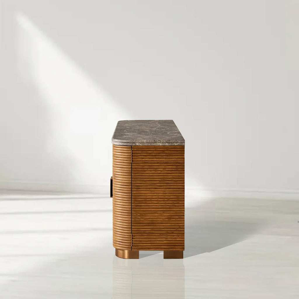 Kensley 4-Door Sideboard, Grey Emperador Marble