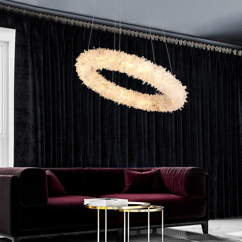 Rock Crystal Round Modern Chandelier - kimoylights