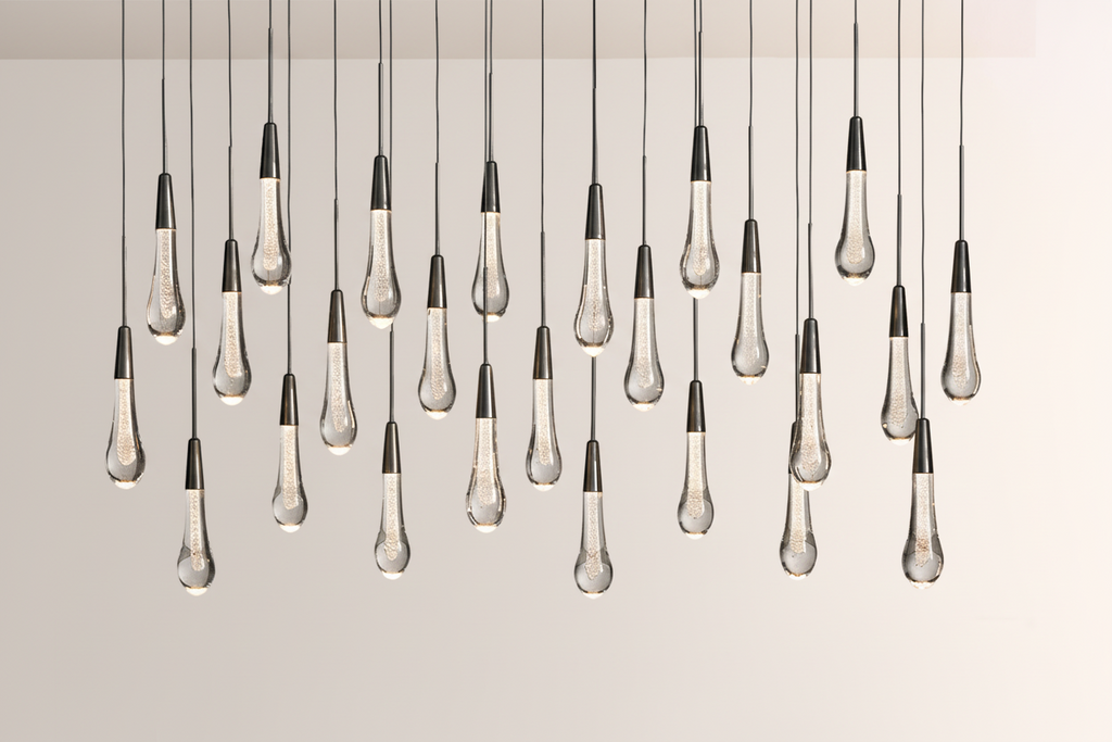 Raindrop Glass Solitaire Linear Chandelier -kimoylights