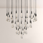 Raindrop Glass Round Solitaire Chandelier -kimoylights
