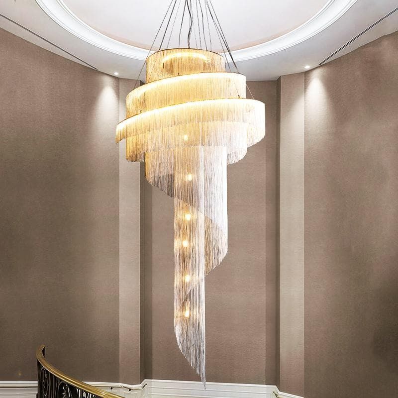 Alisa Luxury Aluminum Chain Tassel Ring Multilayer Chandelier - kimoylights