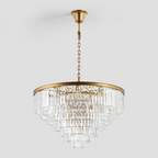 1920s Olion Multi-Tier Clear/Smoke Crystal Round Chandelier