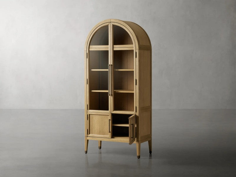 Hattie Glass-Door Oak Cabinet | Modern Farmhouse Design