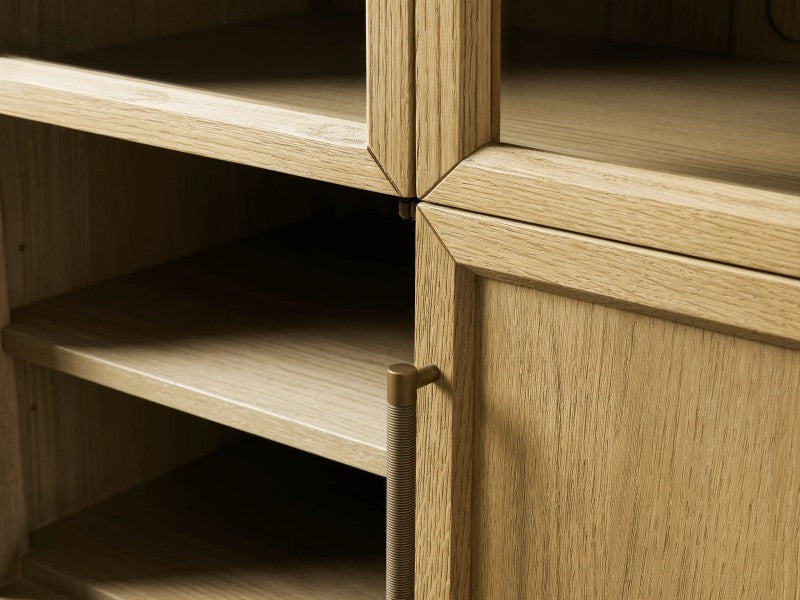 Hattie Glass-Door Oak Cabinet | Modern Farmhouse Design