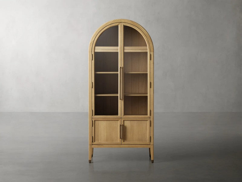 Hattie Glass-Door Oak Cabinet | Modern Farmhouse Design