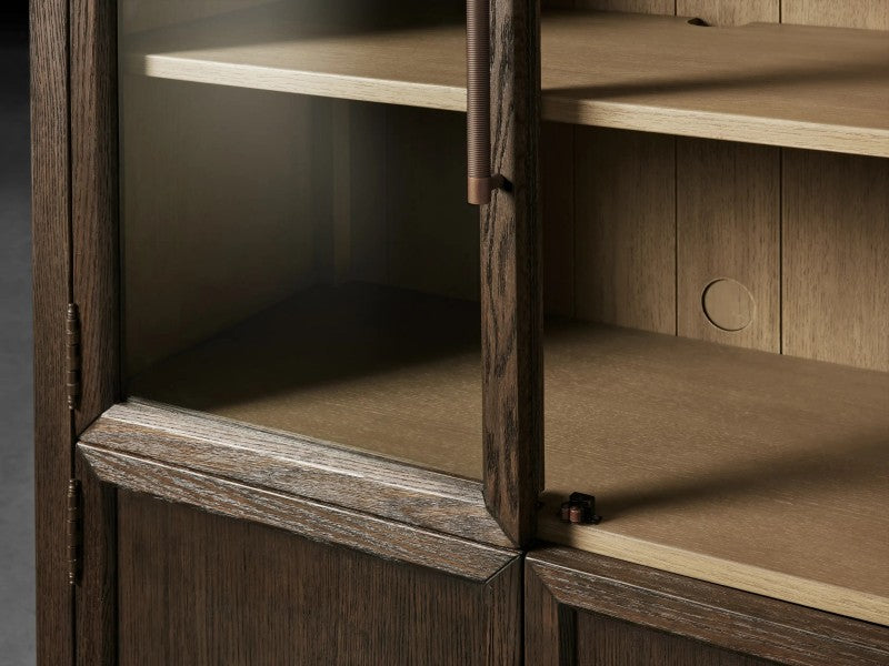 Hattie Glass-Door Oak Cabinet | Modern Farmhouse Design