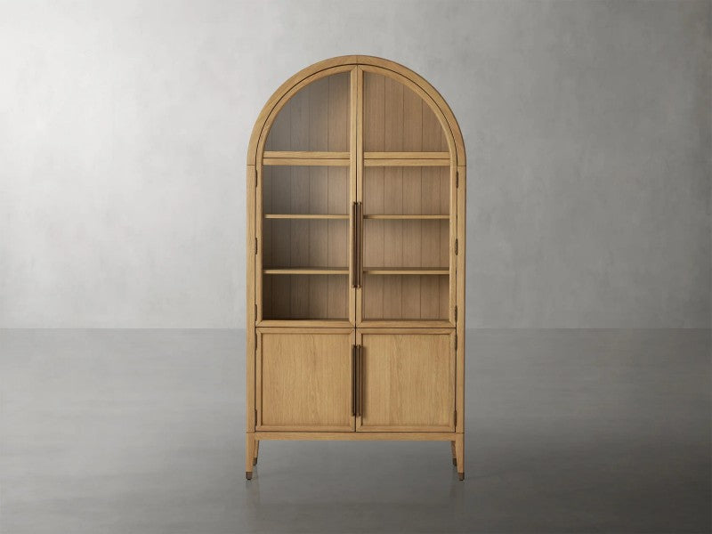 Hattie Glass-Door Oak Cabinet | Modern Farmhouse Design