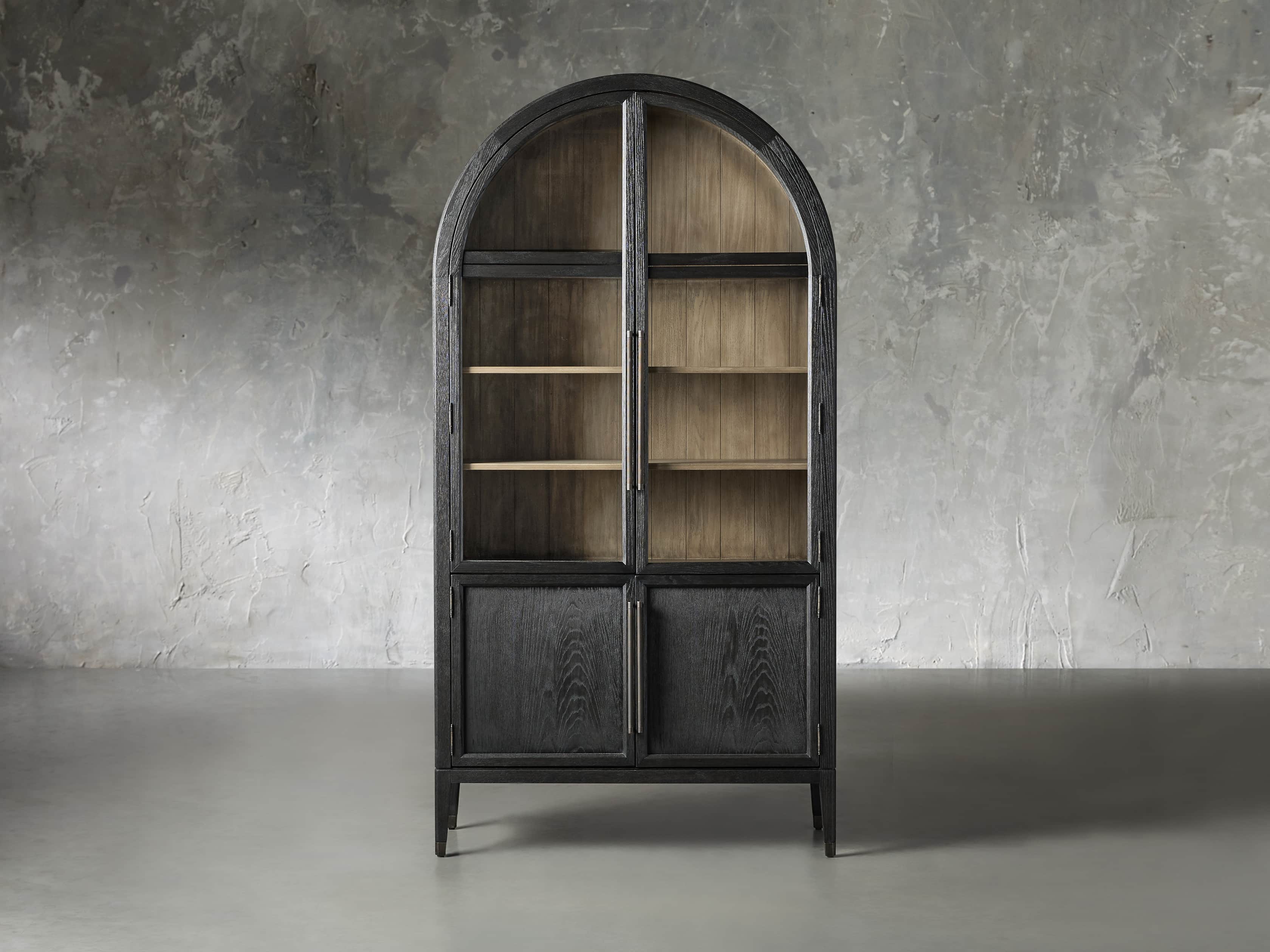 Hattie Glass-Door Oak Cabinet | Modern Farmhouse Design