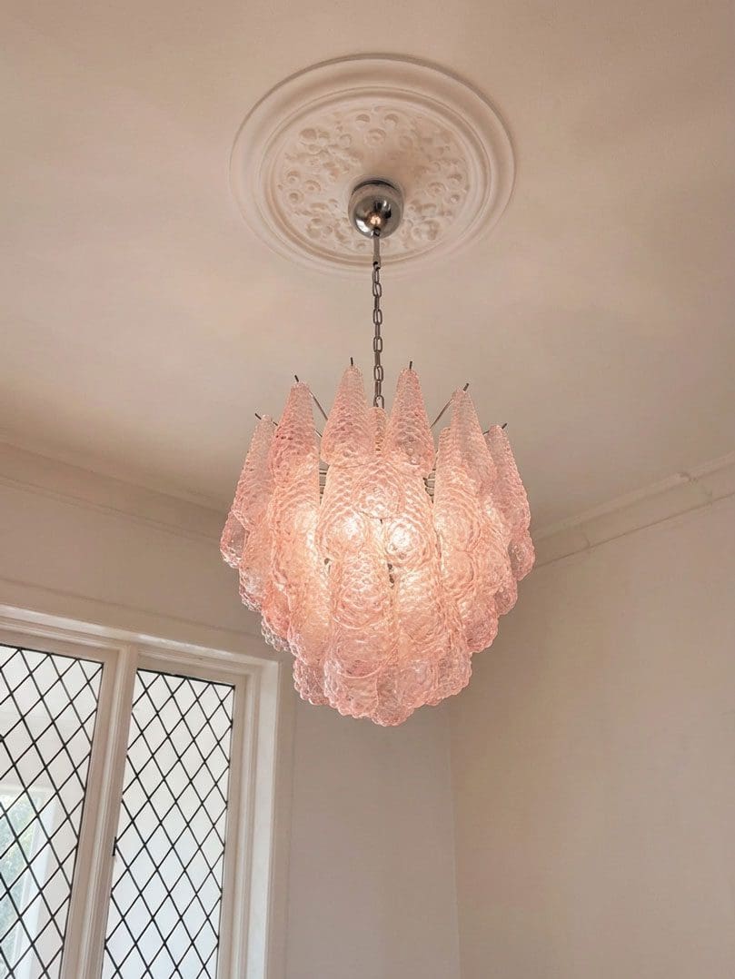 Murano Chandelier 41 Drops Pink