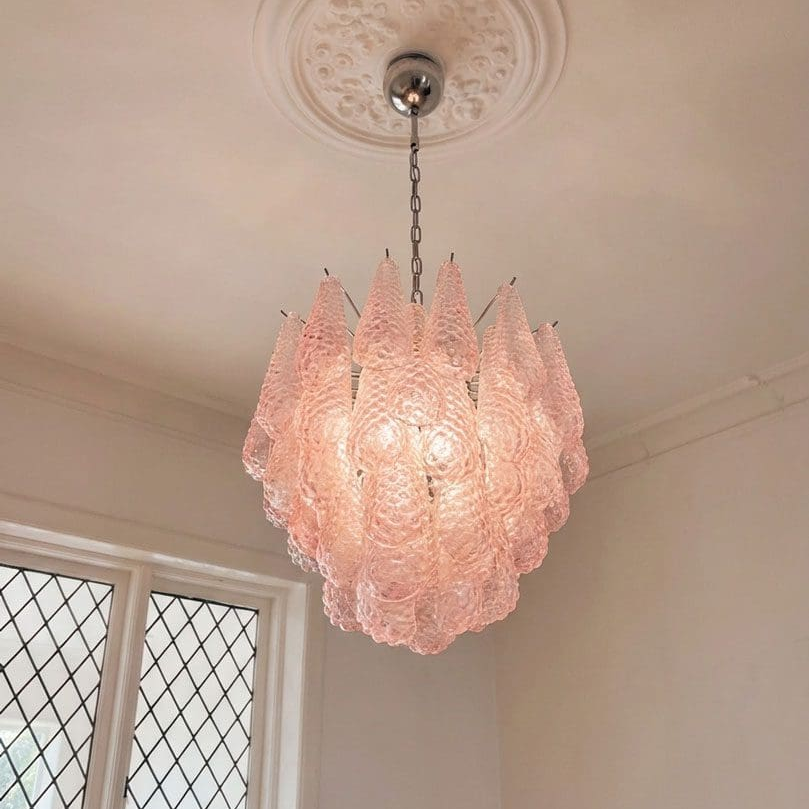 Murano Chandelier 41 Drops Pink
