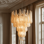 Murano Chandelier 52 Drops Amber