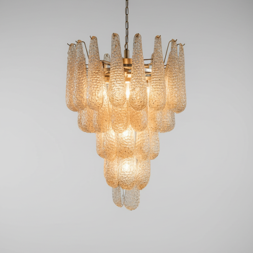 Murano Chandelier 52 Drops Amber