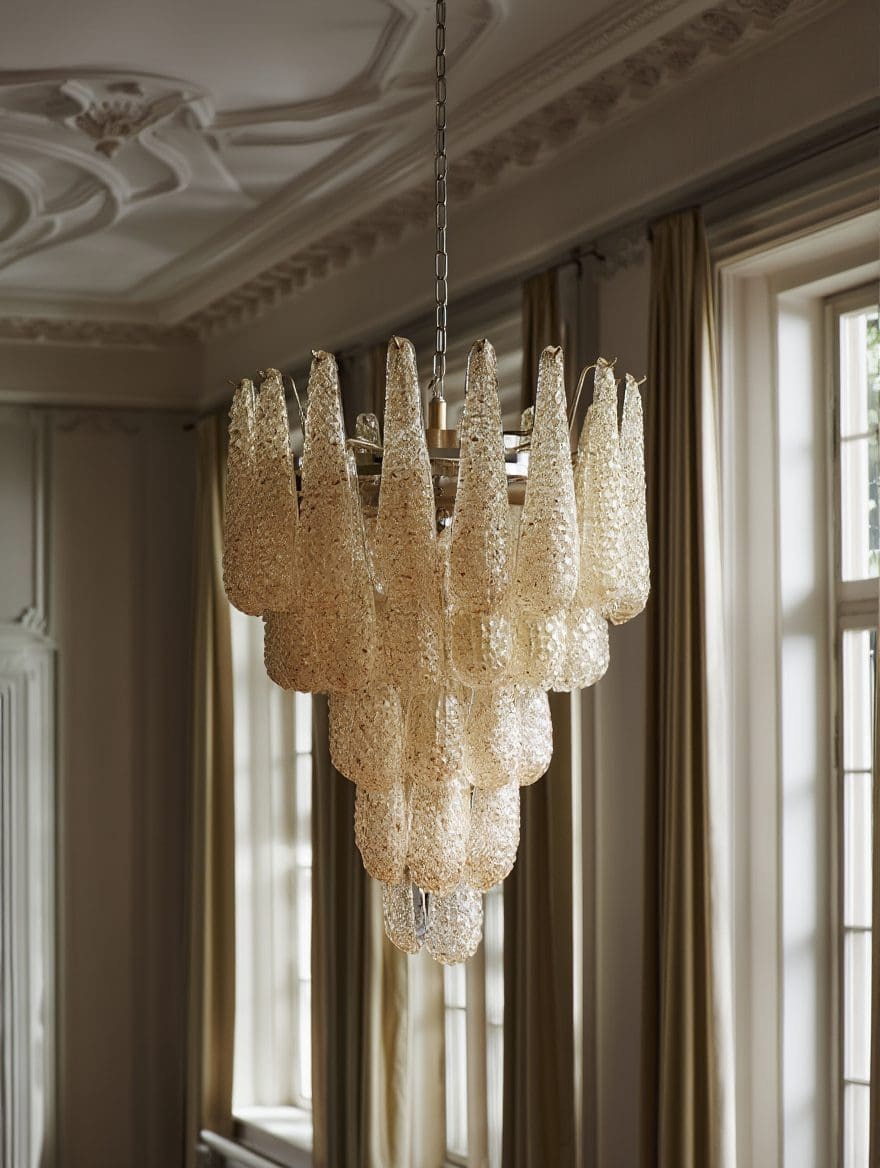 Murano Chandelier 52 Drops Amber