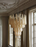 Murano Chandelier 52 Drops Amber