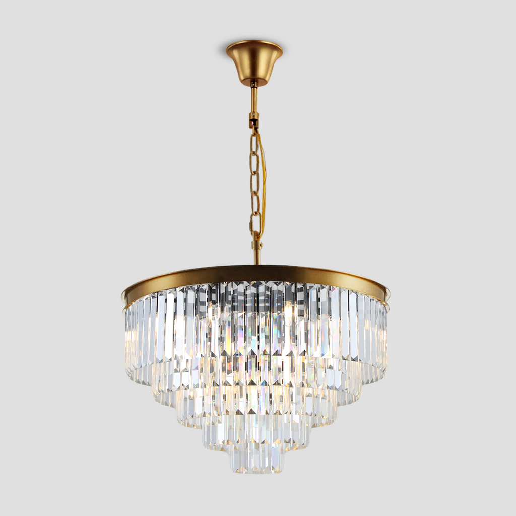 1920s Olion Multi-Tier Clear/Smoke Crystal Round Chandelier
