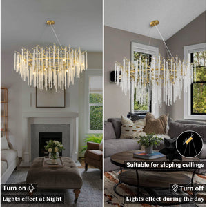 Snow Tree Branch Gold/Silver Chandelier 47''