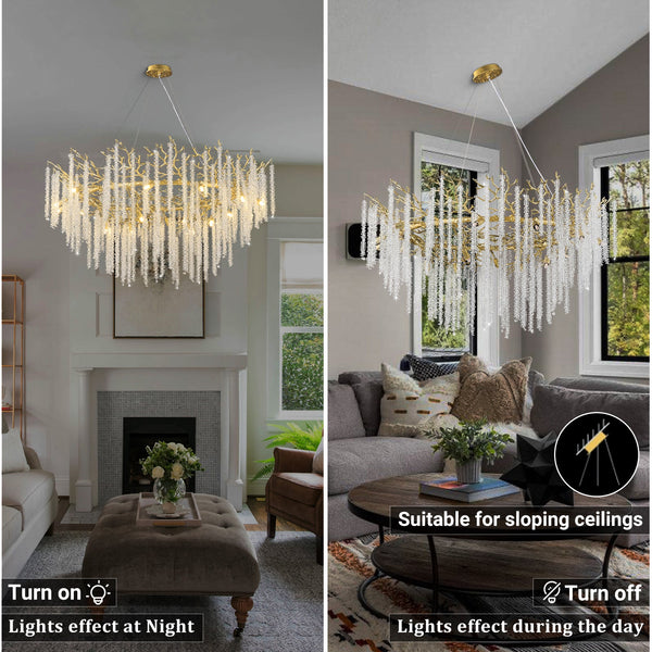Snow Tree Branch Gold/Silver Chandelier 47''