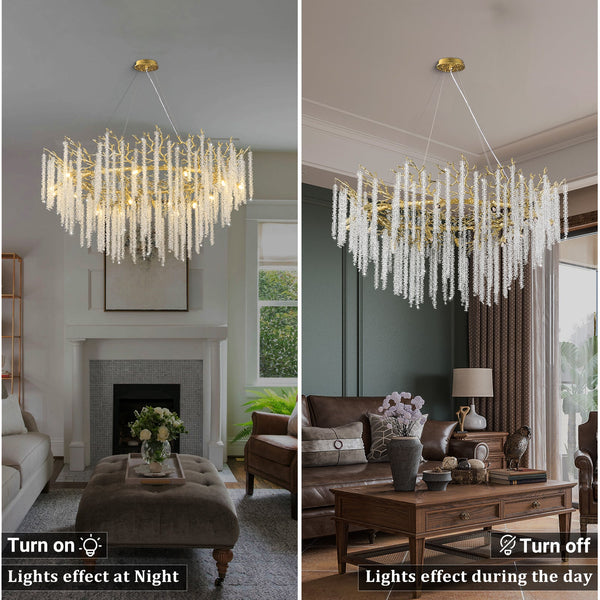 Snow Tree Branch Gold/Silver Chandelier 47''