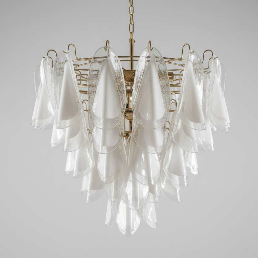 Murano chandelier 57 rondini lattimo