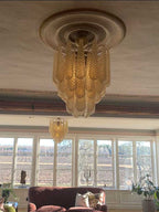 Murano Chandelier 41 Drops Amber