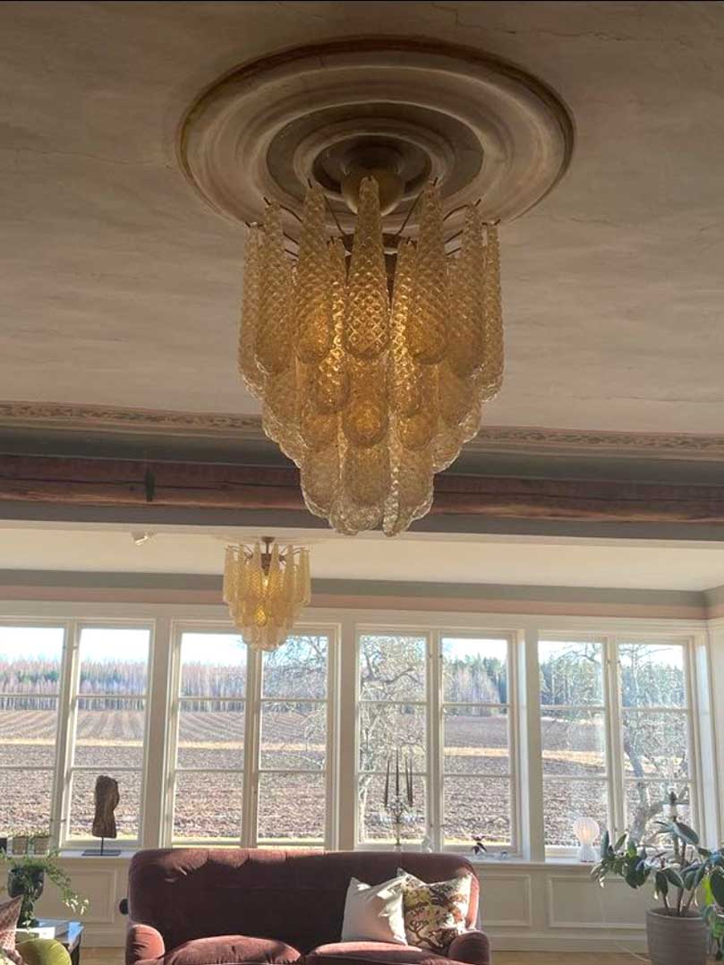 Murano Chandelier 41 Drops Amber