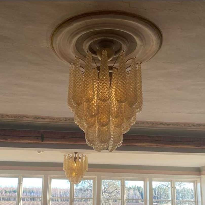Murano Chandelier 41 Drops Amber