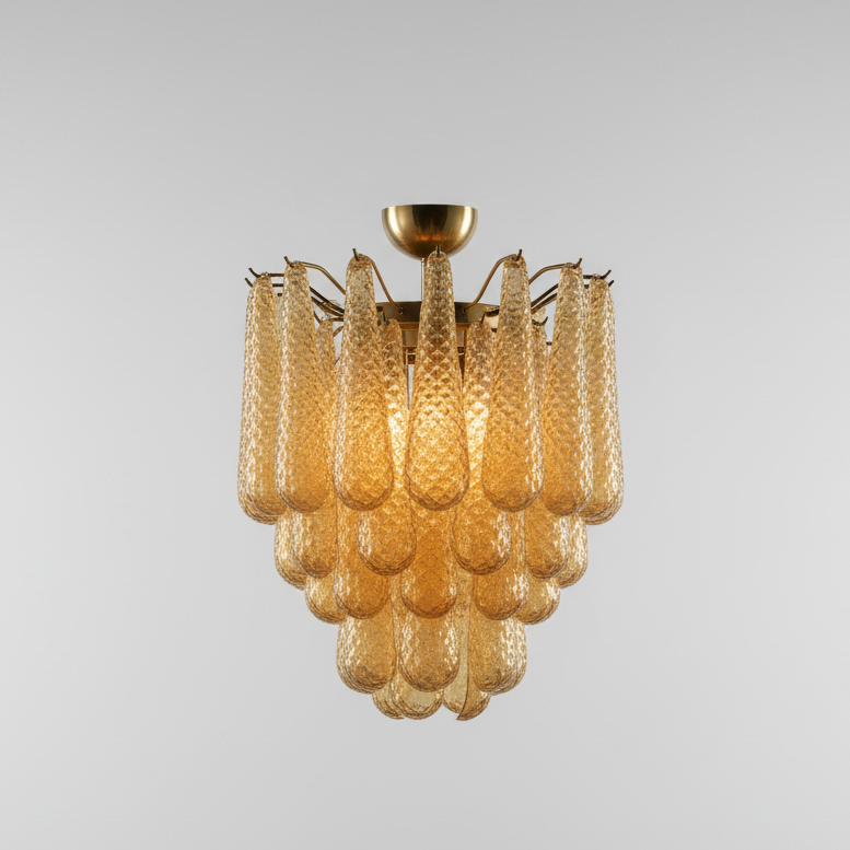 Murano Chandelier 41 Drops Amber