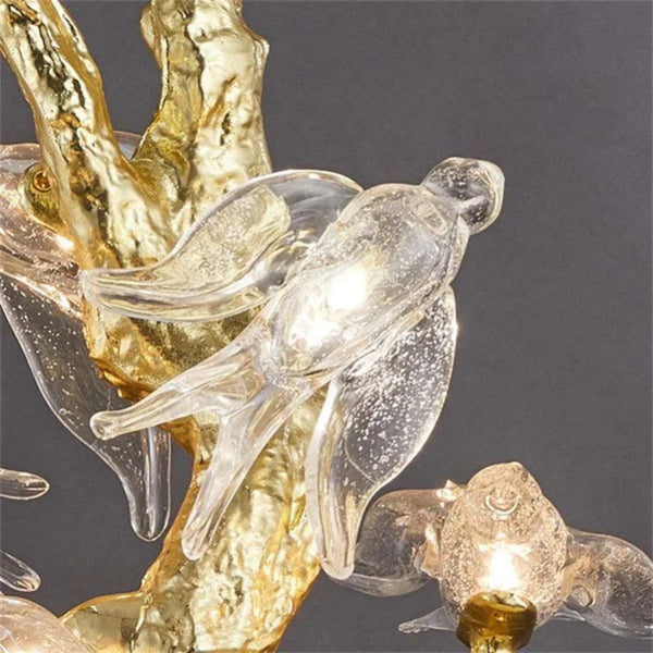 Lucky Bird Glass Tree Branch Chandelier For Staircase- kimoylights