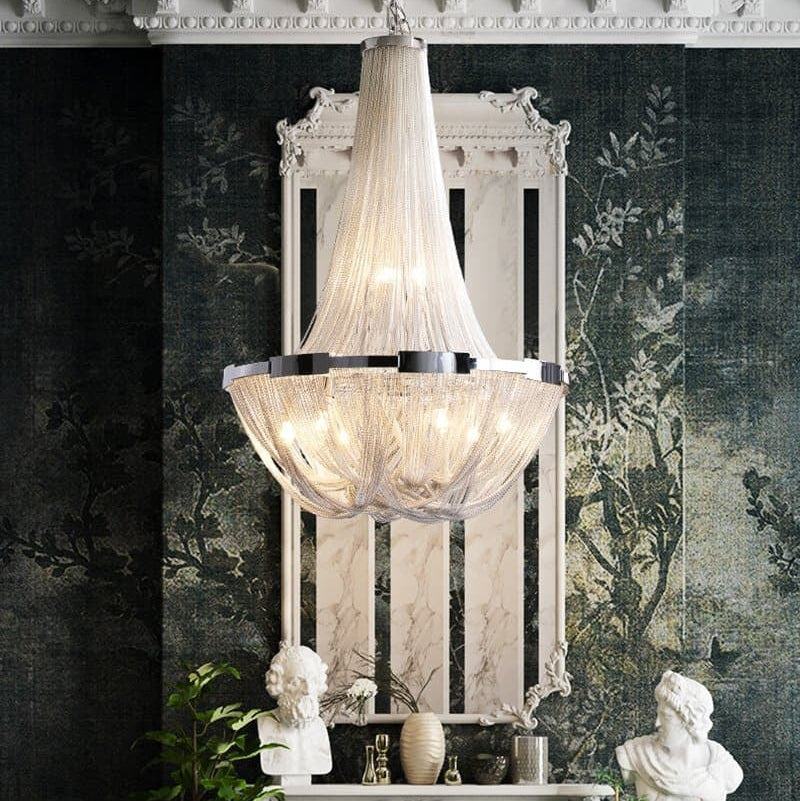 Alisa Luxury Plated Aluminum Chain Tassel Chandelier Diameter 24" 31"  - kimoylights