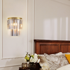 1920s Tedem 2-Tier Crystal Semi-Round Sconce