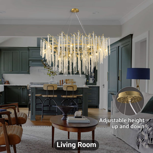Snow Tree Branch Gold/Silver Chandelier 47''