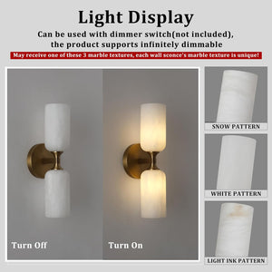 Alabaster 2 heads Wall Sconce for All Scene 13.9"