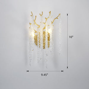 Snow Tree Crystal Gold Wall Sconce for All Rooms 10"H