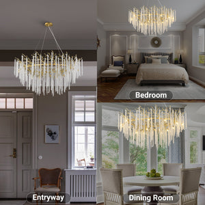 Snow Tree Branch Gold/Silver Chandelier 47''