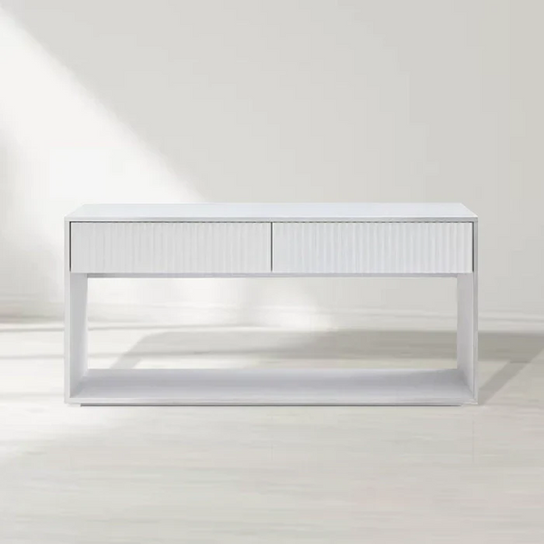 Costine Console Table - White | White Ribbed Console Table with Drawer ...