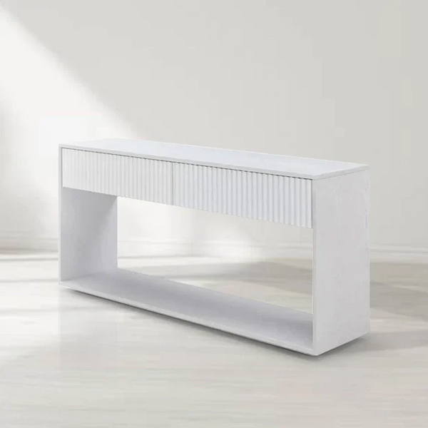 Costine Console Table - White | White Ribbed Console Table with Drawer ...