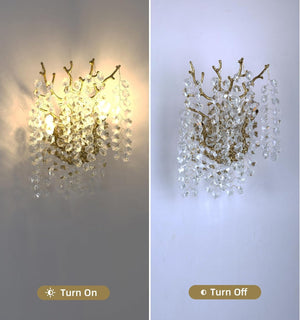 Snow Tree Branch Crystal Gold/Silver Wall Sconce