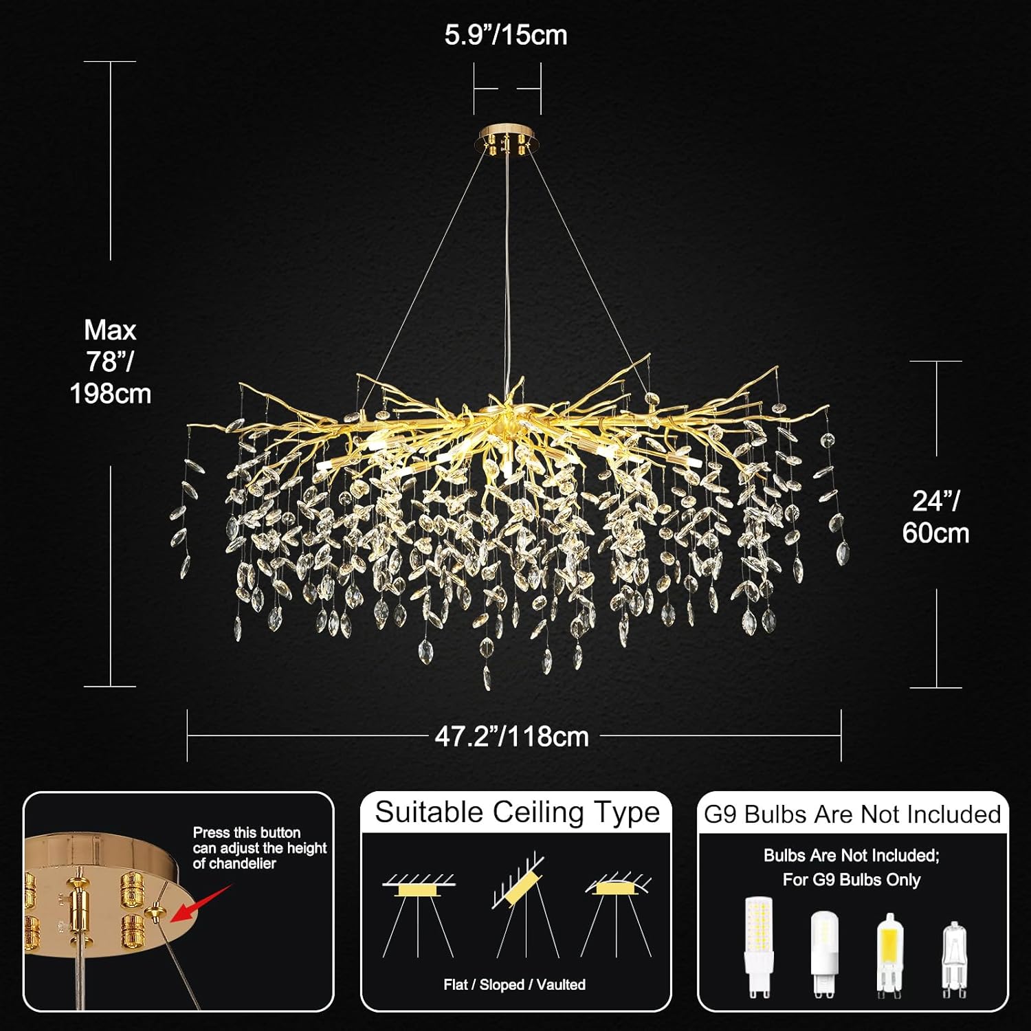 Modern Ice Eyes Tree Branch Chandelier for All rooms 47" - kimoylights