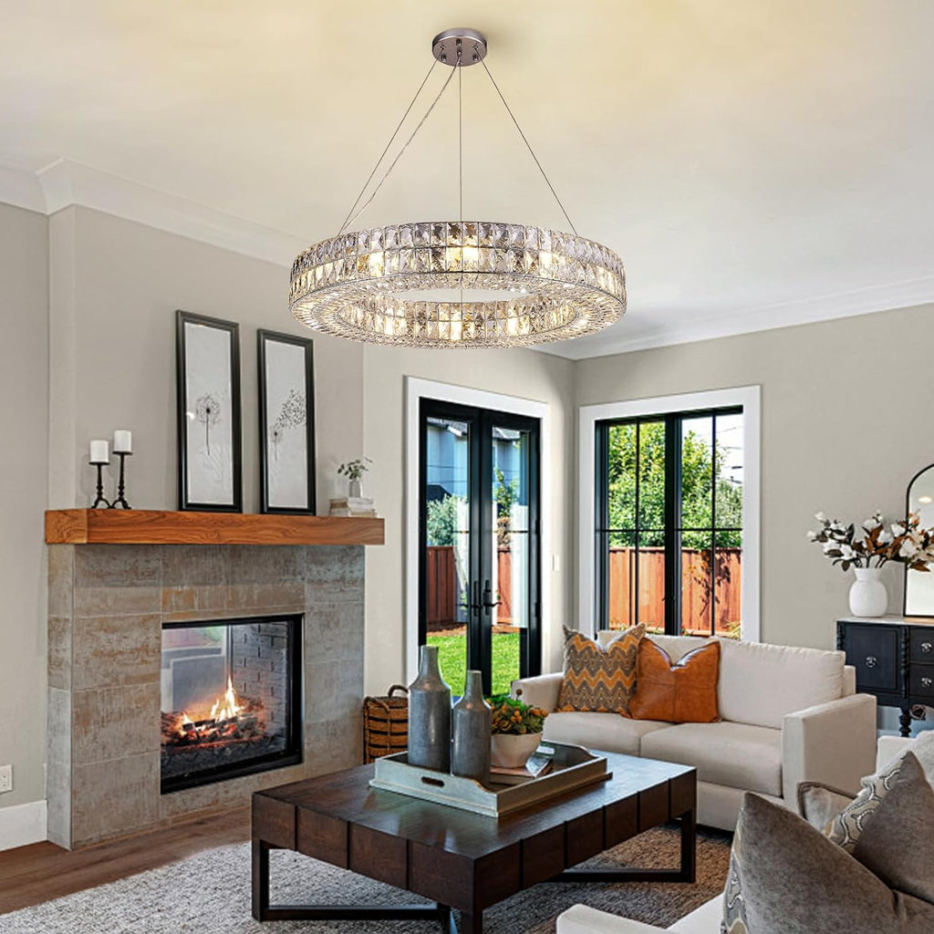 Modern K9 Crystal Round/Rectangular Chandelier 32" 61" - kimoylights