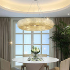 Modern K9 Grey/Clear Crystal Beads Round Chandelier 31.5" - thebelacan