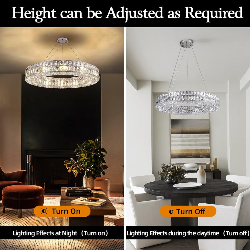 Modern K9 Crystal Round/Rectangular Chandelier 32" 61" - kimoylights