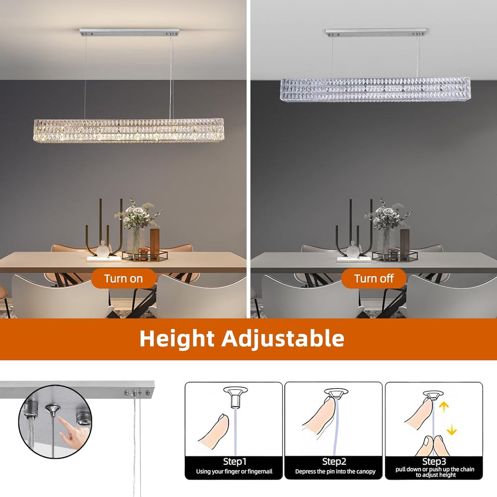 Modern K9 Crystal Round/Rectangular Chandelier 32" 61" - kimoylights