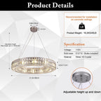 Modern K9 Crystal Round/Rectangular Chandelier 32" 61" - kimoylights