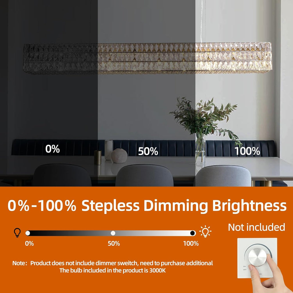 Modern K9 Crystal Round/Rectangular Chandelier 32" 61" - kimoylights