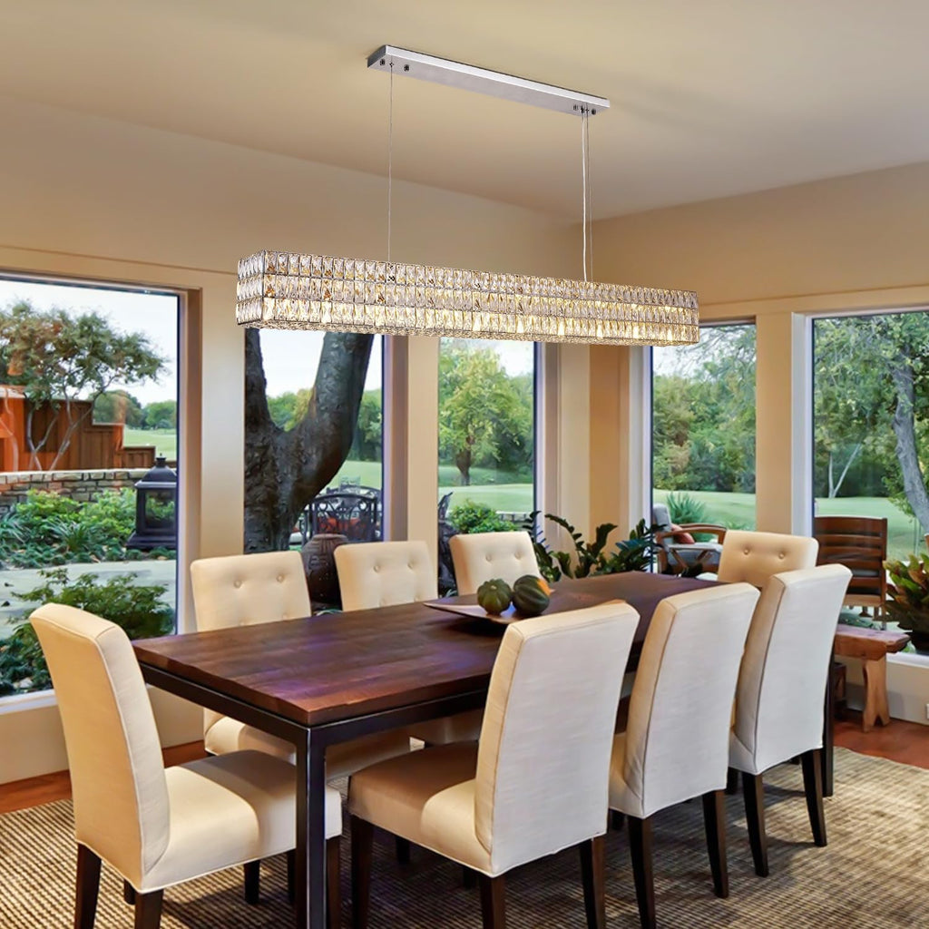 Modern K9 Crystal Round/Rectangular Chandelier 32" 61" - kimoylights