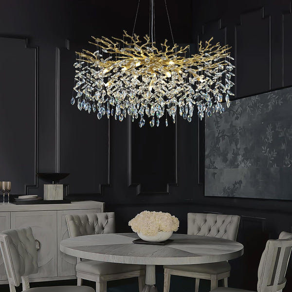 Ice Eye Modern Crystal Tree Branch Round Chandelier for All Rooms 30" 40" 48"