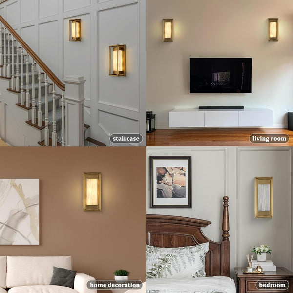 Alabaster Square Shaped Wall Sconce 15.7"