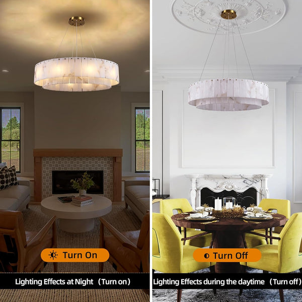 Sawyer Alabaster Round/Rectangle Chandelier